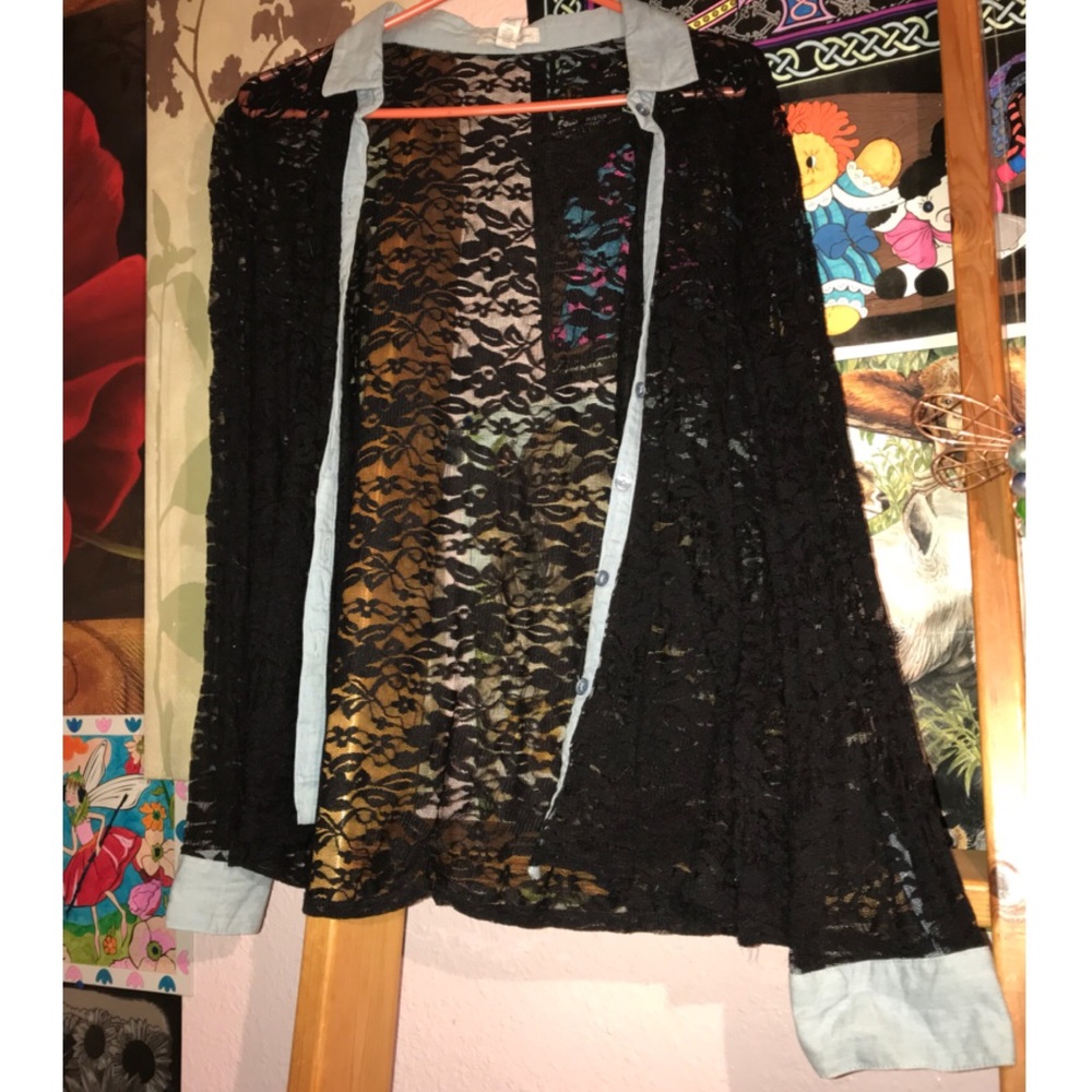 Black lace over-shirt